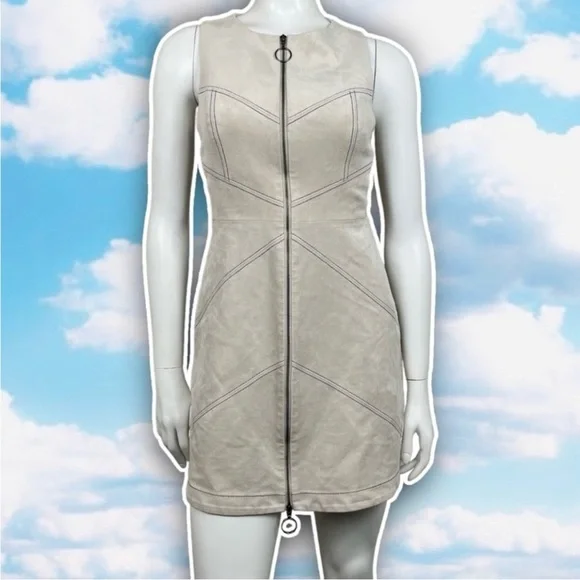 BCBGMAXAZRIA Alaina Faux Suede A-Line Zip Up Dress Mod Date Night Retro 60s - Picture 4 of 14